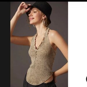 Anthropologie Pilcro Henley Halter Tank